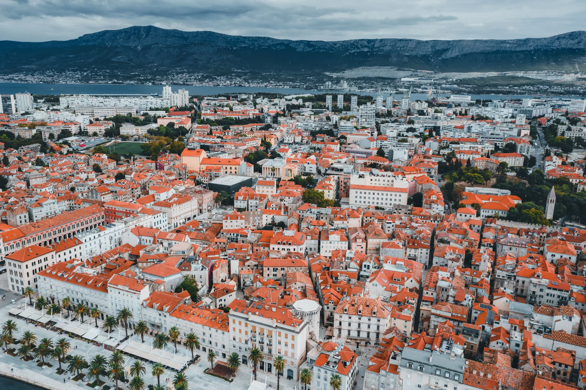 Aerial view of Split and its coastline