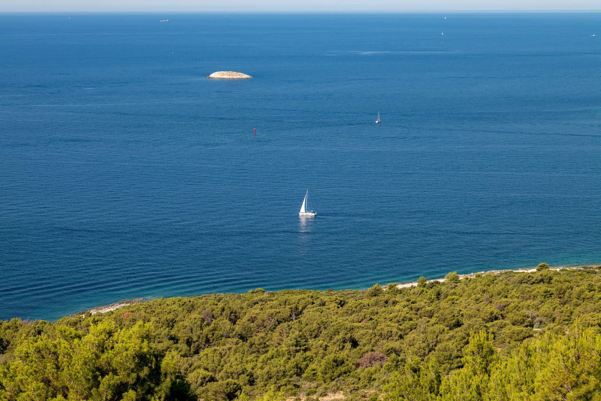 Adriatic sea and coastal hills