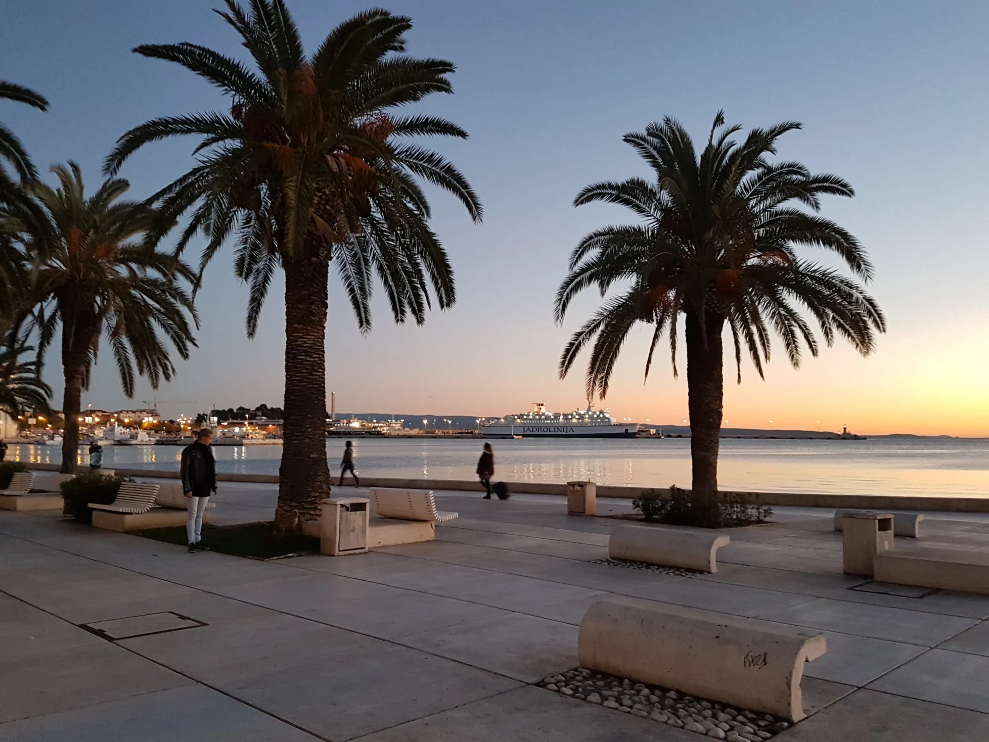 Split waterfront at sunset